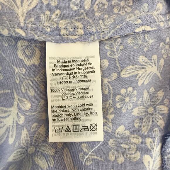 J Crew Blue & White Floral Midi Dress Ruffle Cottagecore  Summer Dress - Picture 6 of 7